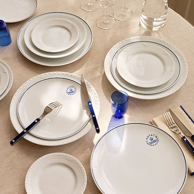 Royal Copenhagen Hvid Halvblonde flad tallerken 17 cm