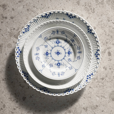 Royal Copenhagen Hvid halvblonde flad tallerken 19 cm