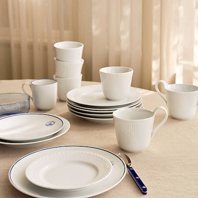 Royal Copenhagen Hvid halvblonde flad tallerken 19 cm