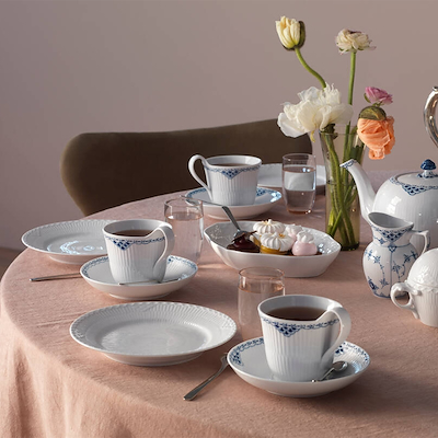 Royal Copenhagen Hvid halvblonde flad tallerken 19 cm