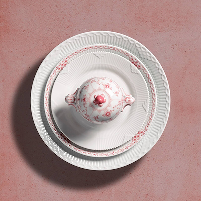 Royal Copenhagen Hvid halvblonde flad tallerken 27 cm