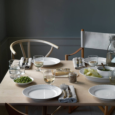 Royal Copenhagen Hvid halvblonde flad tallerken 27 cm