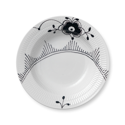 Royal Copenhagen Sort Mega Riflet dyb tallerken med kant 21 cm
