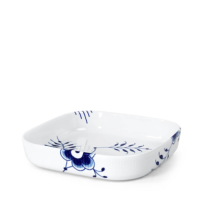 Royal Copenhagen Blå Mega Riflet firkantet ovnfast fad 25x25 cm