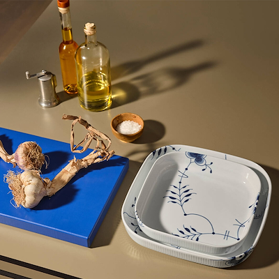 Royal Copenhagen Blå Mega Riflet firkantet ovnfast fad 25x25 cm