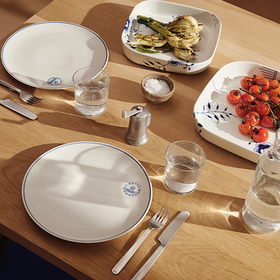 Royal Copenhagen Blå Mega Riflet firkantet ovnfast fad 25x25 cm