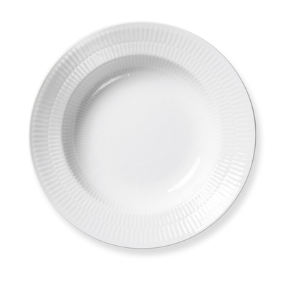 Royal Copenhagen hvid Riflet dyb tallerken 21 cm