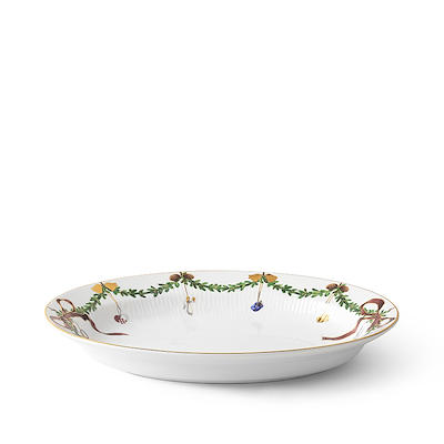 Royal Copenhagen Stjerne Riflet Jul ovalt fad multifarvet 34 cm