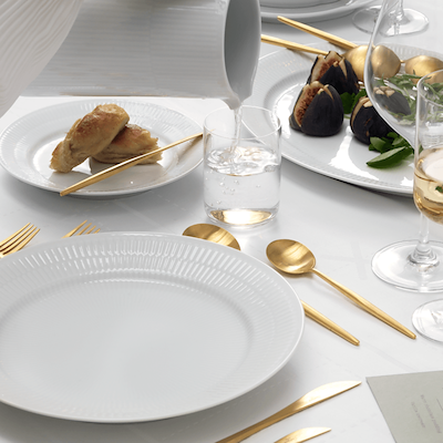 Royal Copenhagen hvid Riflet tallerken hvid 27 cm