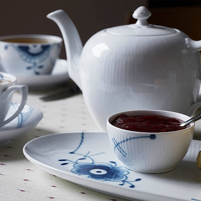 Royal Copenhagen Hvid Riflet tekande 1 liter