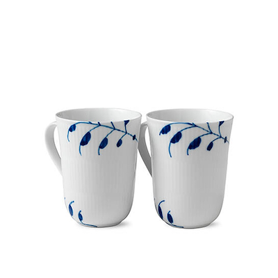 Royal Copenhagen Blå Mega Riflet krus 2 stk. 36 cl