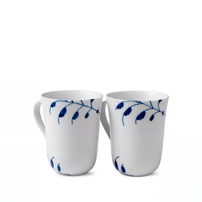 Royal Copenhagen Blå Mega Riflet krus 36 cl 2 stk.