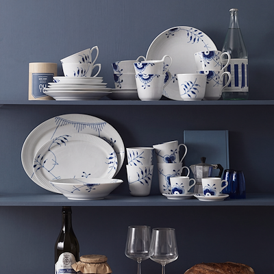 Royal Copenhagen Blå Mega Riflet krus 36 cl 2 stk.