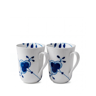 Royal Copenhagen Blå Mega Riflet krus 36 cl 2 stk.