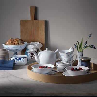 Royal Copenhagen hvid Riflet skål hvid 0,35 cl