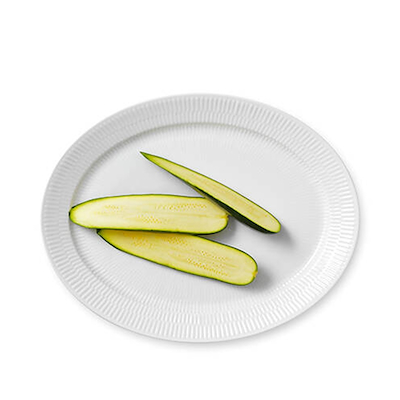 Royal Copenhagen Hvid Riflet Fad Oval 34 cm