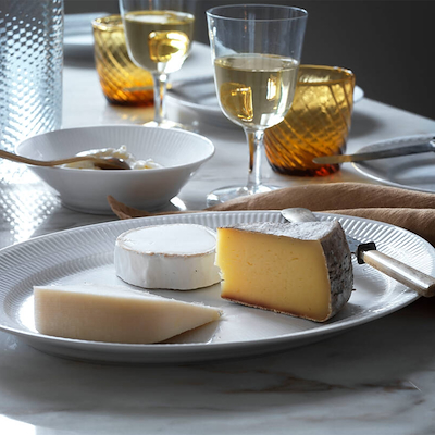 Royal Copenhagen Hvid Riflet Fad Oval 34 cm