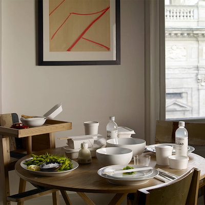 Royal Copenhagen Hvid Riflet Fad Oval 34 cm