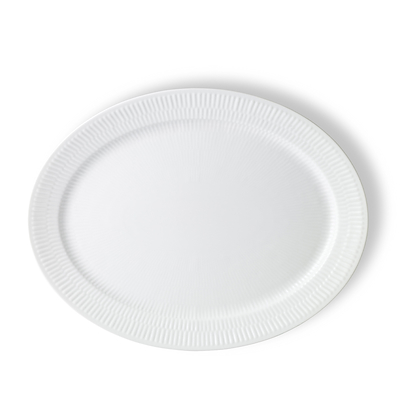 Royal Copenhagen Hvid Riflet Fad Oval 34 cm