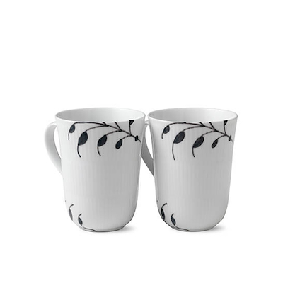 Royal Copenhagen Sort Mega Riflet krus 2 stk. 36 cl