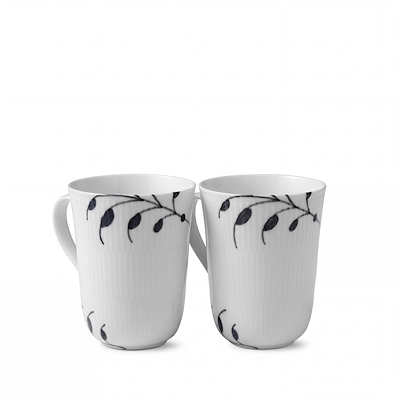 Royal Copenhagen Sort Mega Riflet krus 36 cl 2 stk.