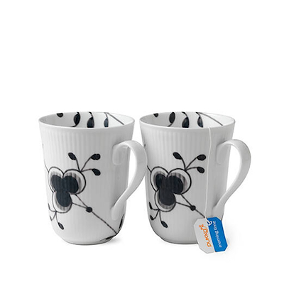 Royal Copenhagen Sort Mega Riflet krus 2 stk. 36 cl