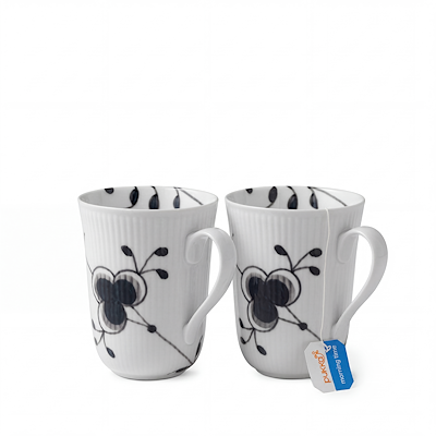 Royal Copenhagen Sort Mega Riflet krus 36 cl 2 stk.