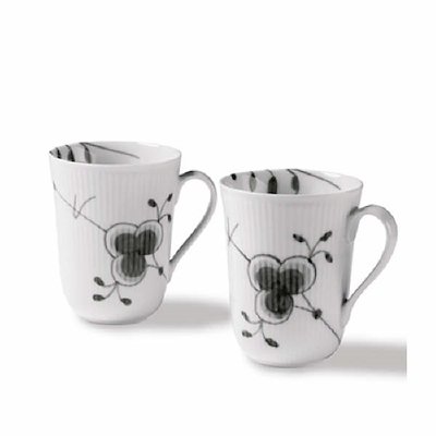 Royal Copenhagen Sort Mega Riflet krus 2 stk. 36 cl