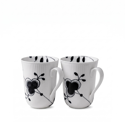 Royal Copenhagen Sort Mega Riflet krus 36 cl 2 stk.