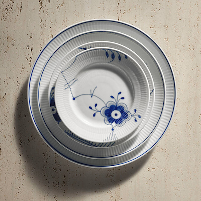 Royal Copenhagen Blå Mega Riflet tallerken nr. 2 Ø 19 cm