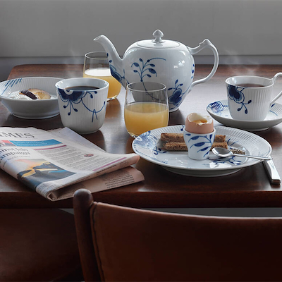 Royal Copenhagen Blå Mega Riflet tallerken nr. 2 Ø 19 cm
