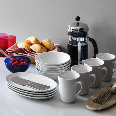 Royal Copenhagen hvid Riflet krus hvid 36 cl 2-pak