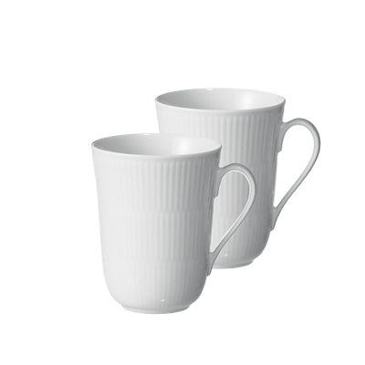 Royal Copenhagen hvid Riflet krus hvid 36 cl 2-pak