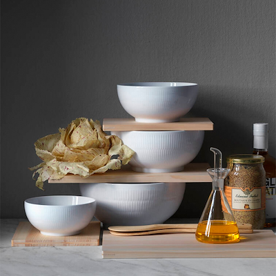 Royal Copenhagen Hvid Riflet skål 180 cl