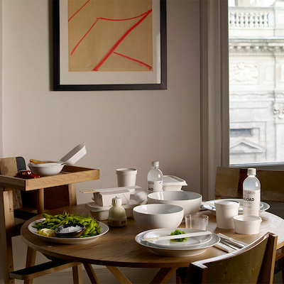 Royal Copenhagen Hvid Riflet skål 180 cl