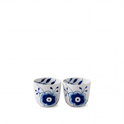 Royal Copenhagen Blå Mega Riflet fyrfadsstager 2 stk H 6,5 cm