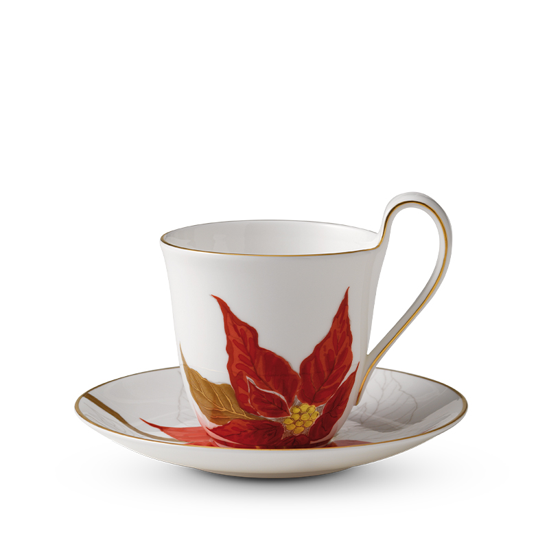 Royal Copenhagen Flora højhankskop og underkop, 27 cl. Julestjerne
