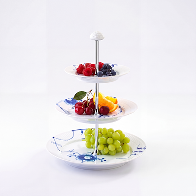 Royal Copenhagen Blå Mega Riflet etagere H 35 cm