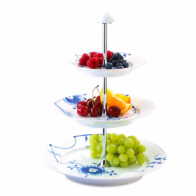 Royal Copenhagen blå Mega Riflet etagere blå