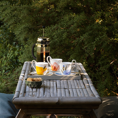 Royal Copenhagen Flora højhankskop og underkop kornblå 27 cl