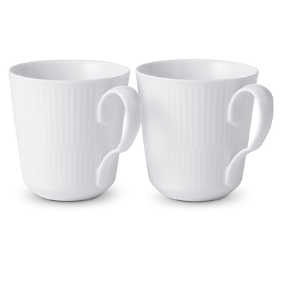 Royal Copenhagen Hvid Riflet krus hvid 28 cl 2-pak