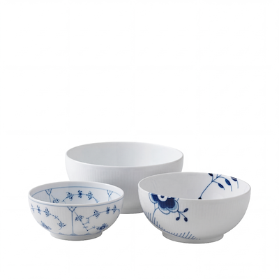 Royal Copenhagen Gifts with History skålesæt hvid 110 cl 180 cl 310 cl 3 stk