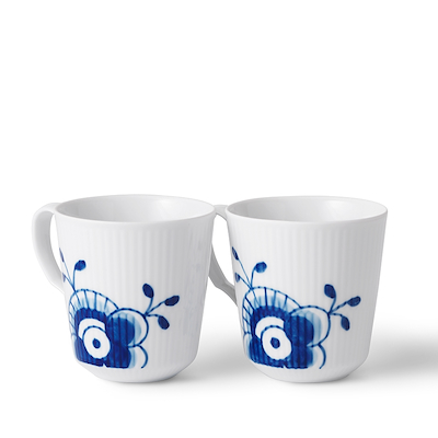 Royal Copenhagen Blå Mega Riflet krus 2 stk. 28 cl