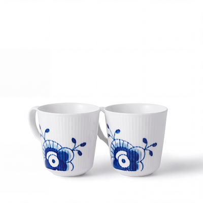 Royal Copenhagen Blå Mega Riflet krus 28 cl 2 stk.