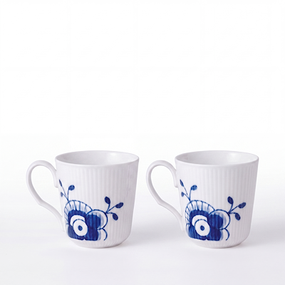 Royal Copenhagen Blå Mega Riflet krus 28 cl 2 stk.