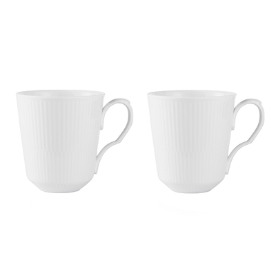 Royal Copenhagen hvid Riflet krus hvid 38 cl 2-pak