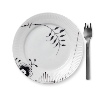 Royal Copenhagen Sort Mega Riflet nr. 2 tallerken 19 cm