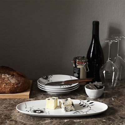 Royal Copenhagen Sort Mega Riflet nr. 2 tallerken 19 cm