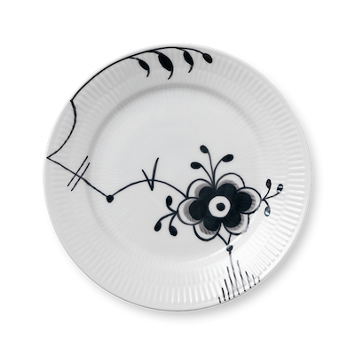 Royal Copenhagen Sort Mega Riflet nr. 6 tallerken 19 cm