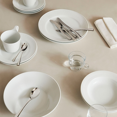 Royal Copenhagen hvid Riflet dyb tallerken hvid 24 cm